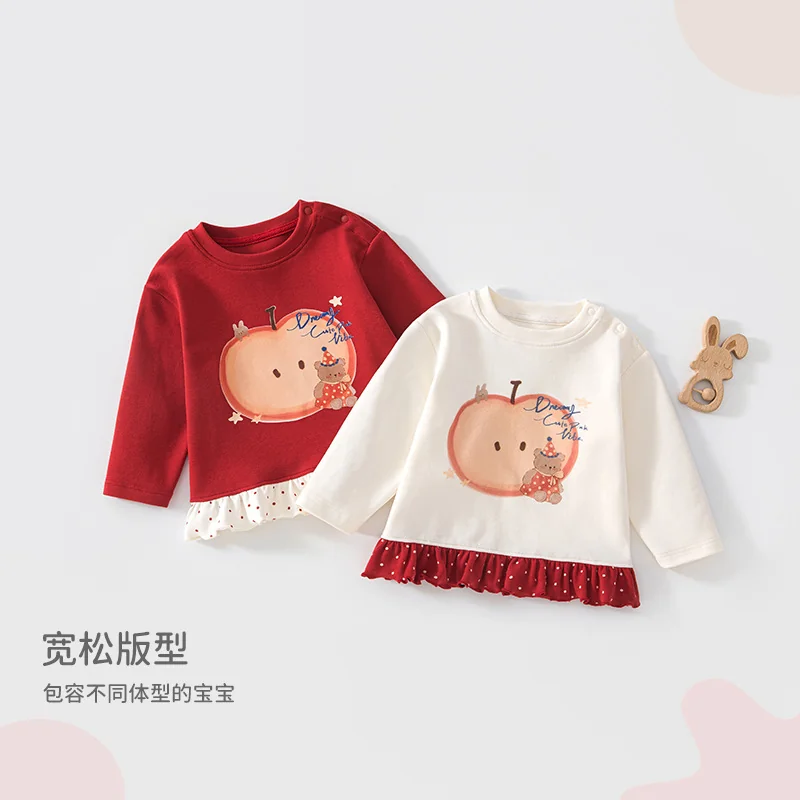 A girl's autumn T-shirt made of pure cotton