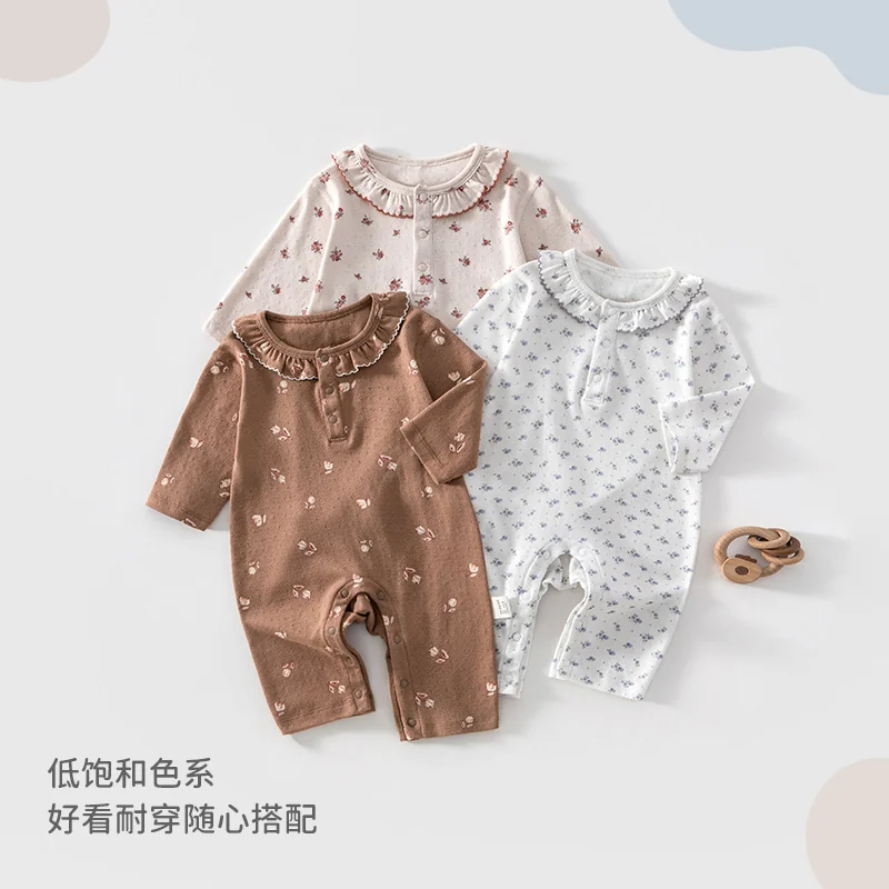 Pure cotton crawling clothes for infants and toddlers in autumn
