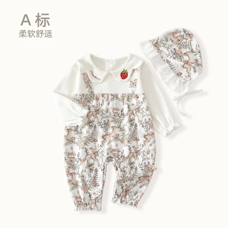A girl's spring and autumn one-piece dress made of pure cotton