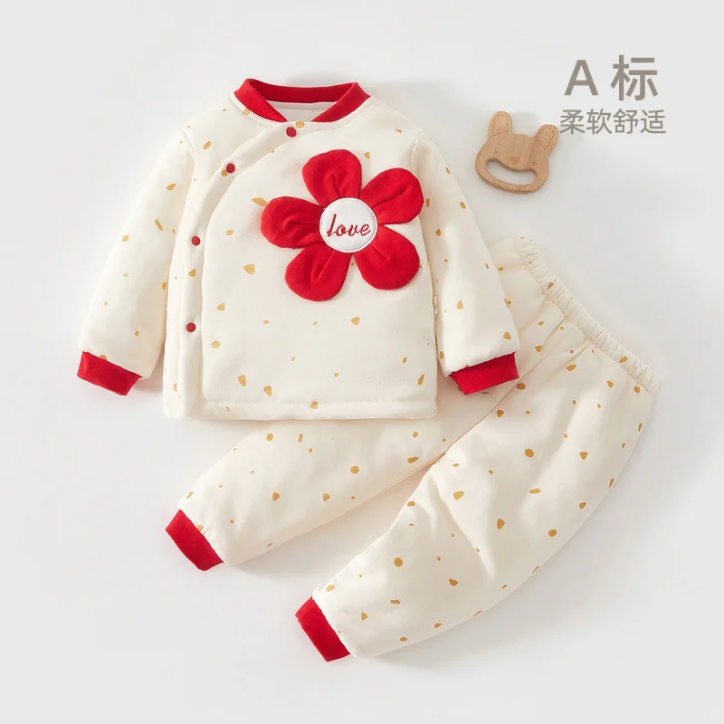 Infant and toddler autumn and winter set, thickened pure cotton