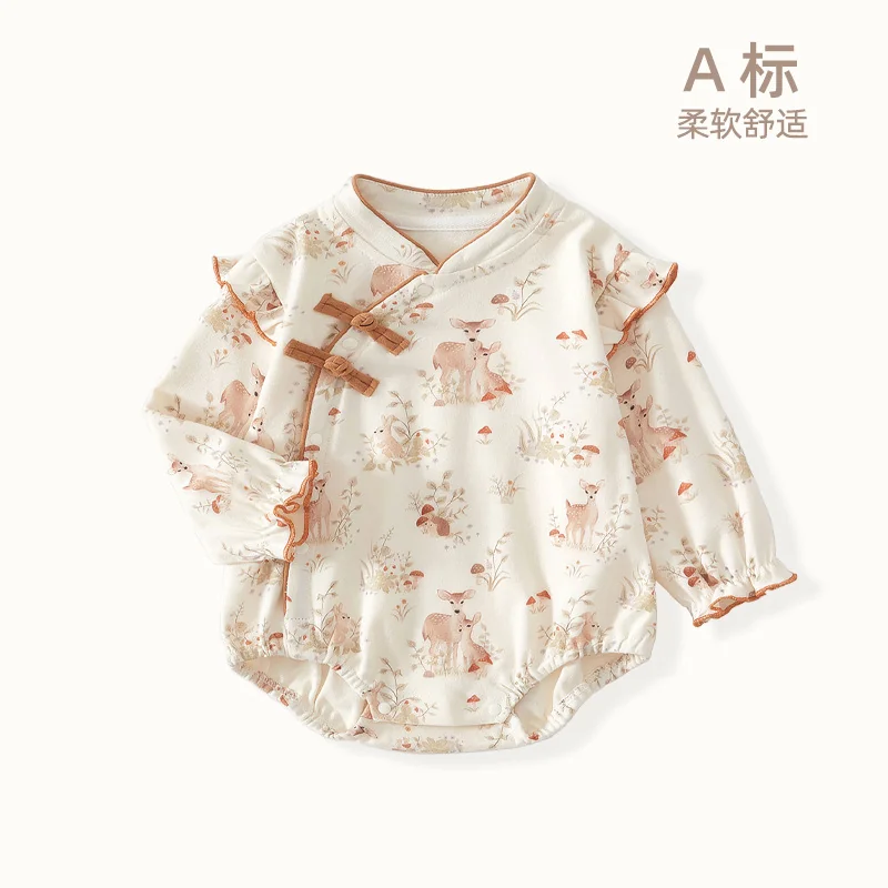 A girl's spring and autumn one-piece dress made of pure cotton