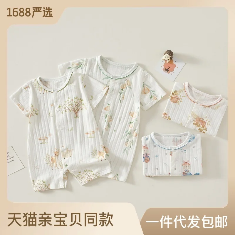 Thin summer crawling clothes for infants and toddlers