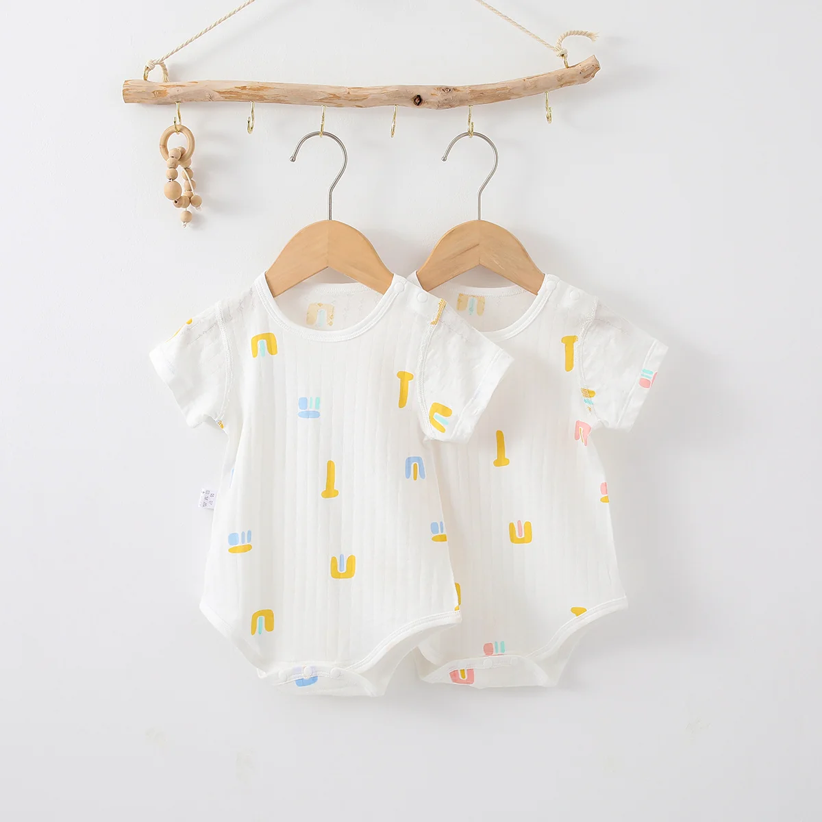 Thin pure cotton summer crawling clothes for infants and toddlers