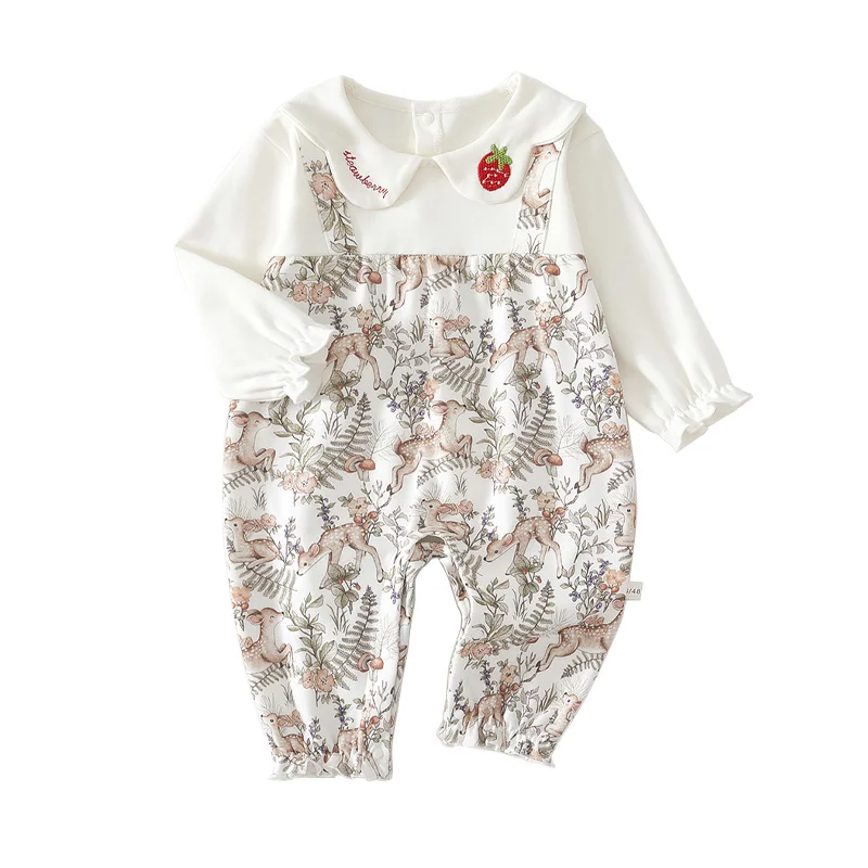 A girl's spring and autumn one-piece dress made of pure cotton