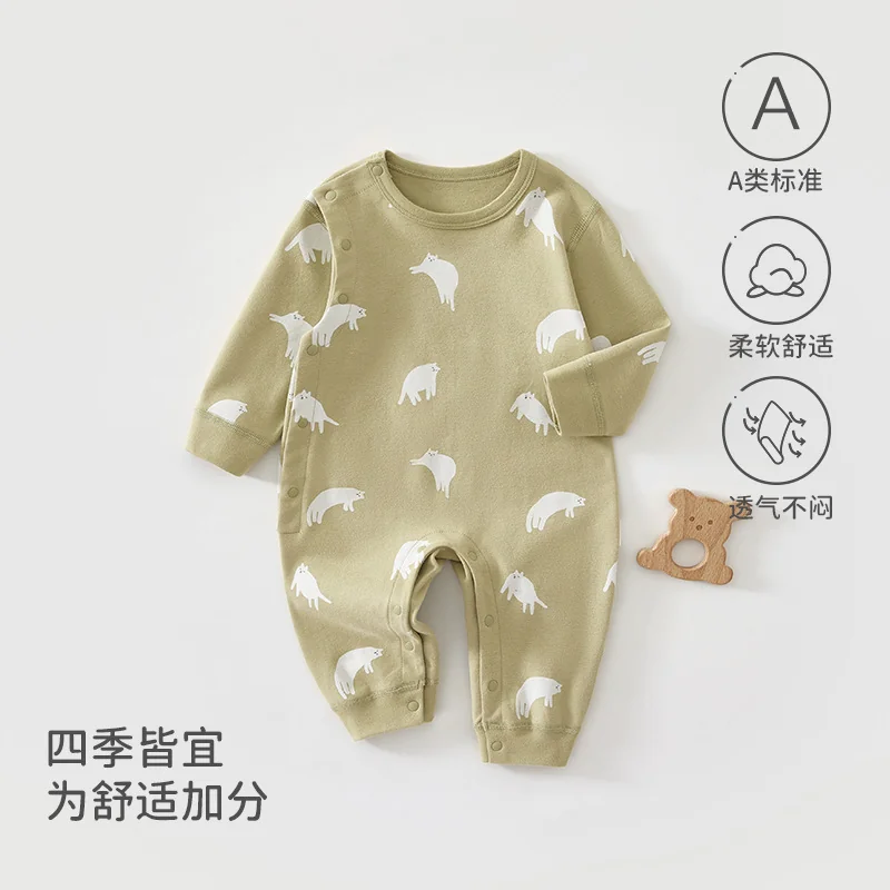 Pure cotton crawling clothes for infants and toddlers in spring and autumn