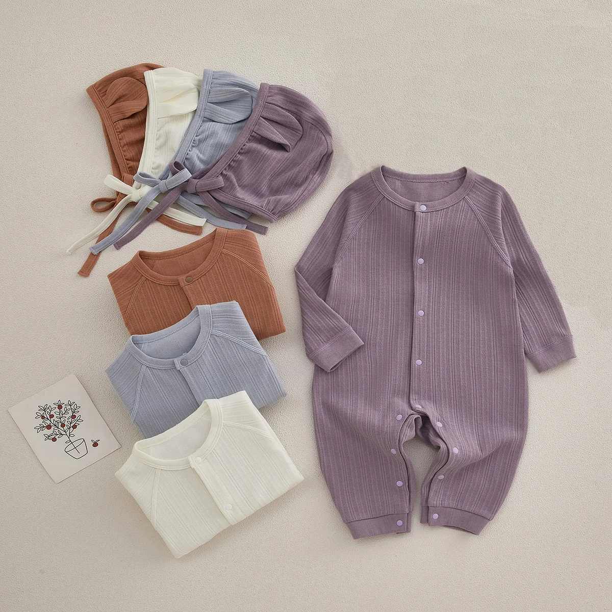 Pure cotton crawling clothes for infants and toddlers in spring and autumn