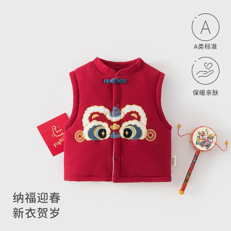 The girl's autumn and winter waistcoat is thickened with cotton