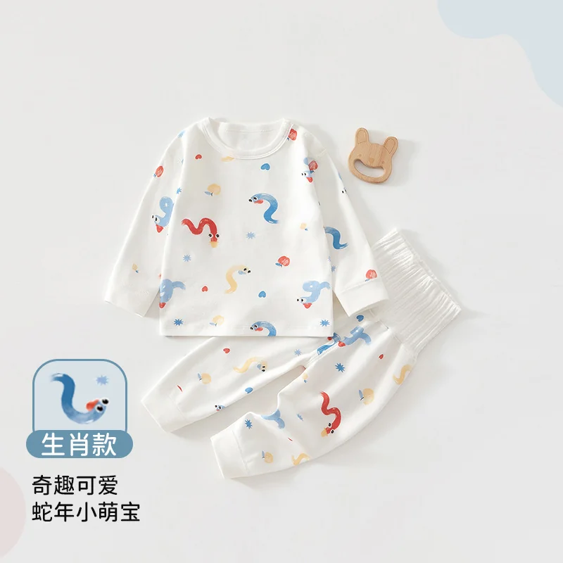Pure cotton pajamas for infants and toddlers in spring and autumn
