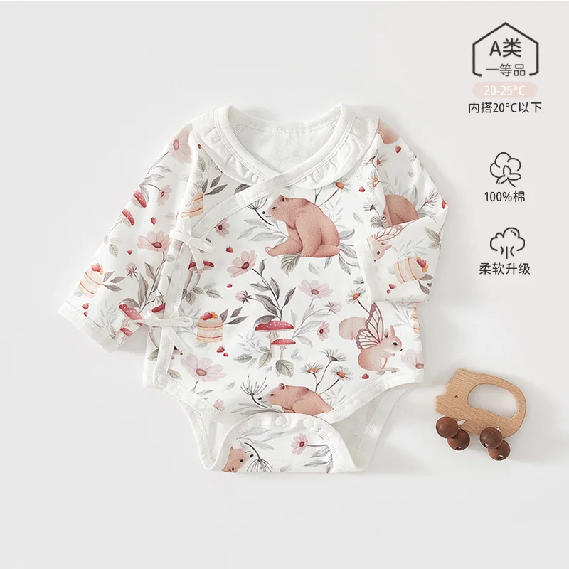 Pure cotton crawling clothes for infants and toddlers in spring and autumn